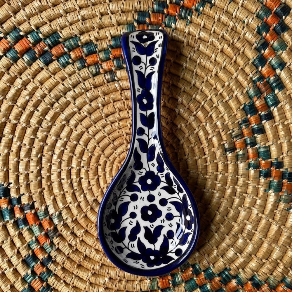 Spoon rest ceramic handmade and hand painted made in Palestine خزف فلسطيني